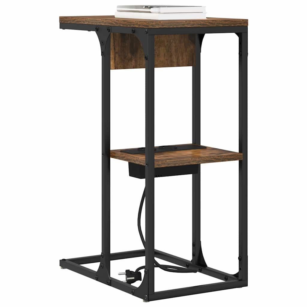 Sengebord Røget eg 41.5 x 26 x 60.5 cm Konstrueret træ