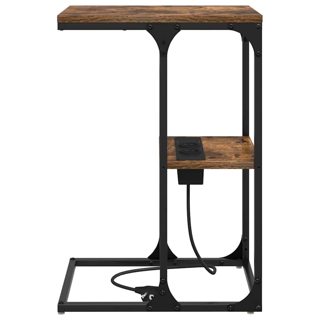 Sengebord Røget eg 41.5 x 26 x 60.5 cm Konstrueret træ