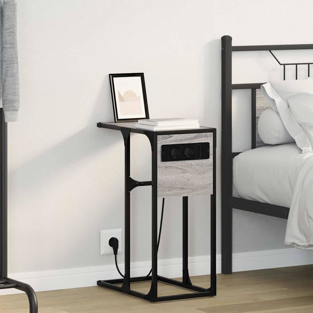 Sengebord Grå sonoma-eg Konstrueret træ