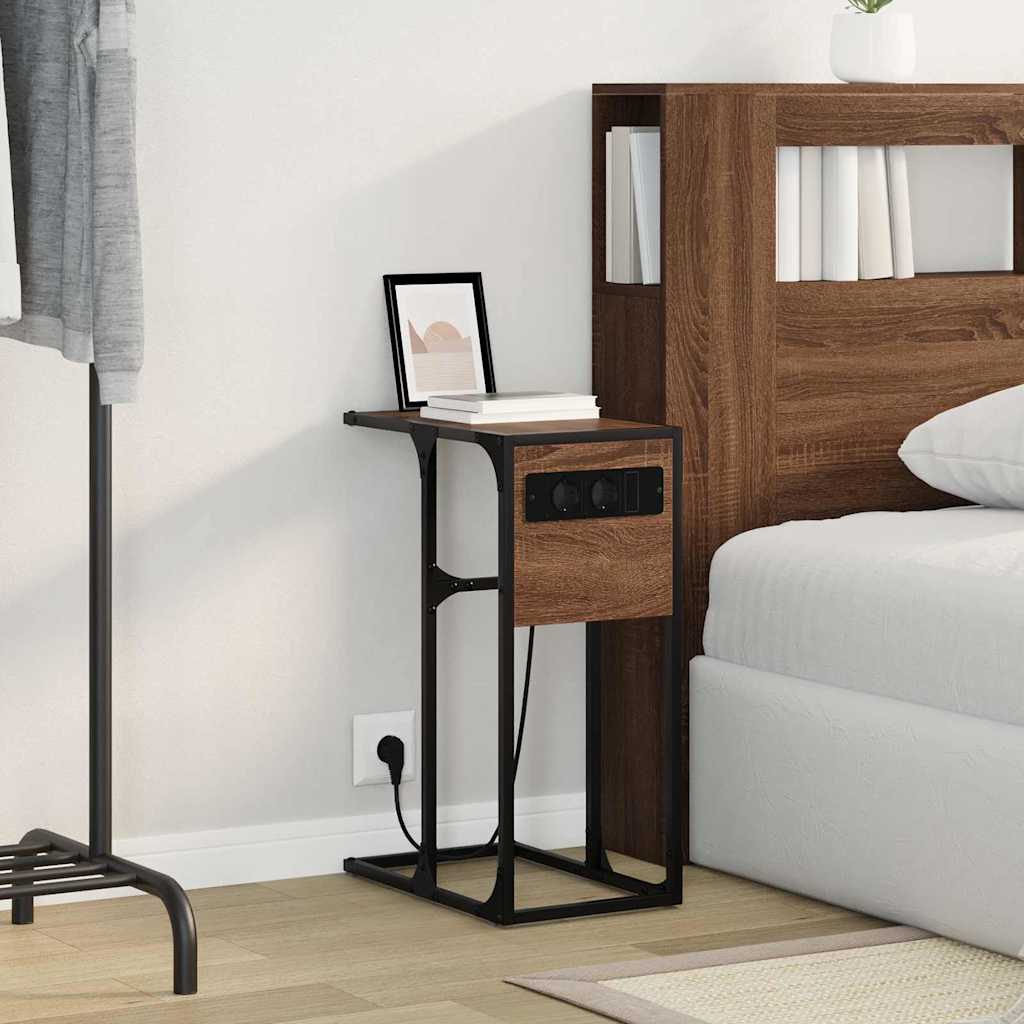 Sengebord Brun eg Konstrueret træ