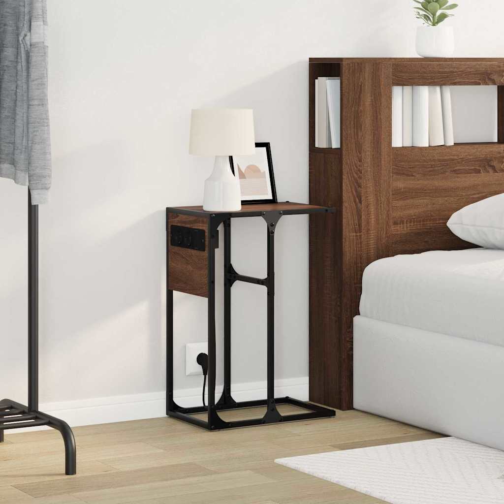 Sengebord Brun eg Konstrueret træ