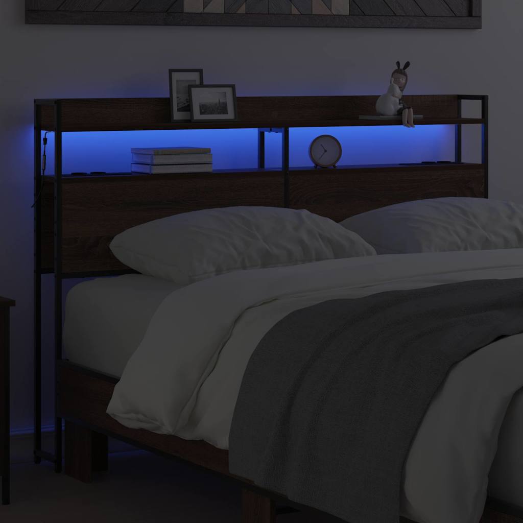 Opbevaringshovedgavl med hylde Brun eg 160 cm Konstrueret træ