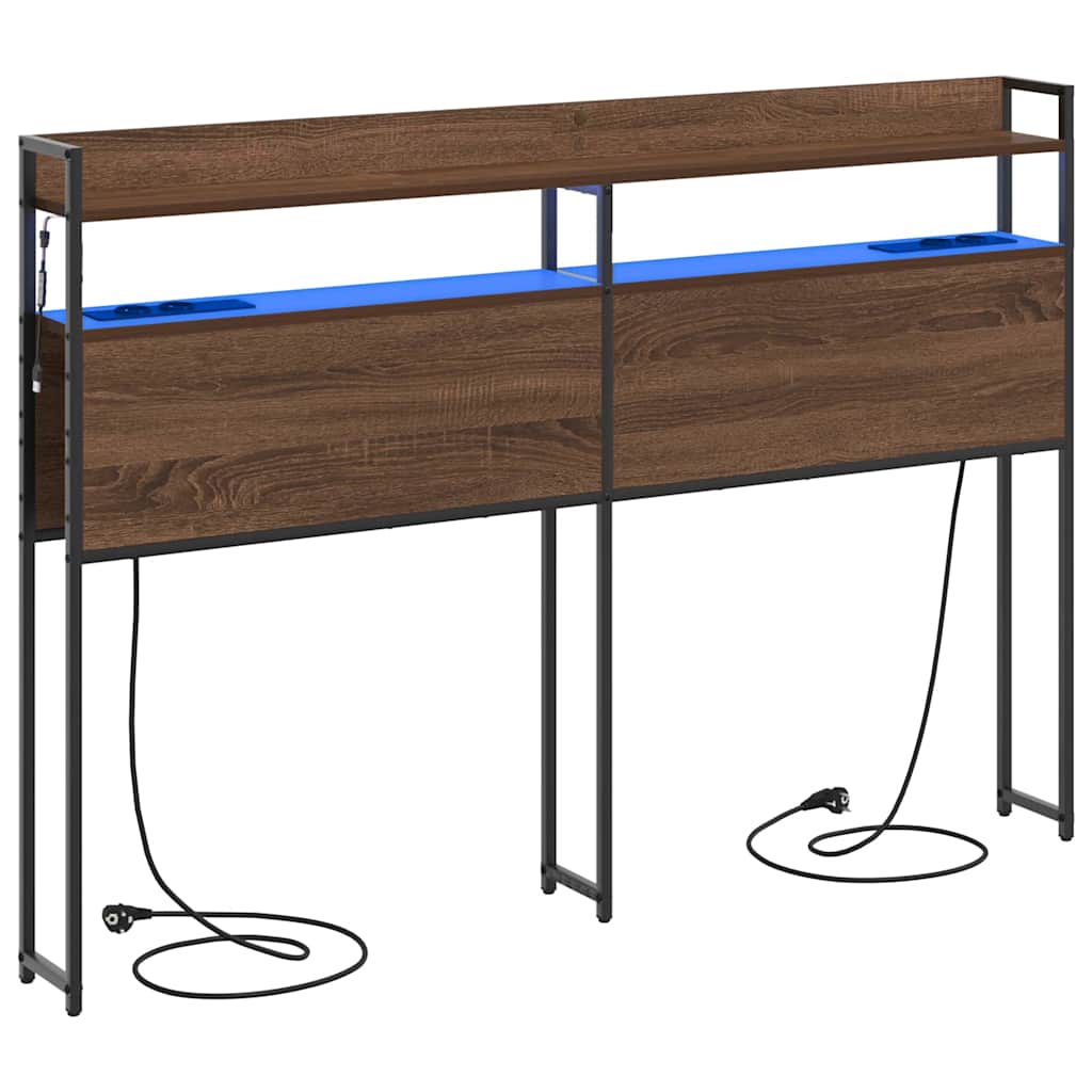 Opbevaringshovedgavl med hylde Brun eg 160 cm Konstrueret træ