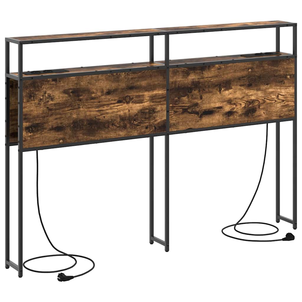 Opbevaringshovedgavl med hylde Røget eg 140 cm Konstrueret træ