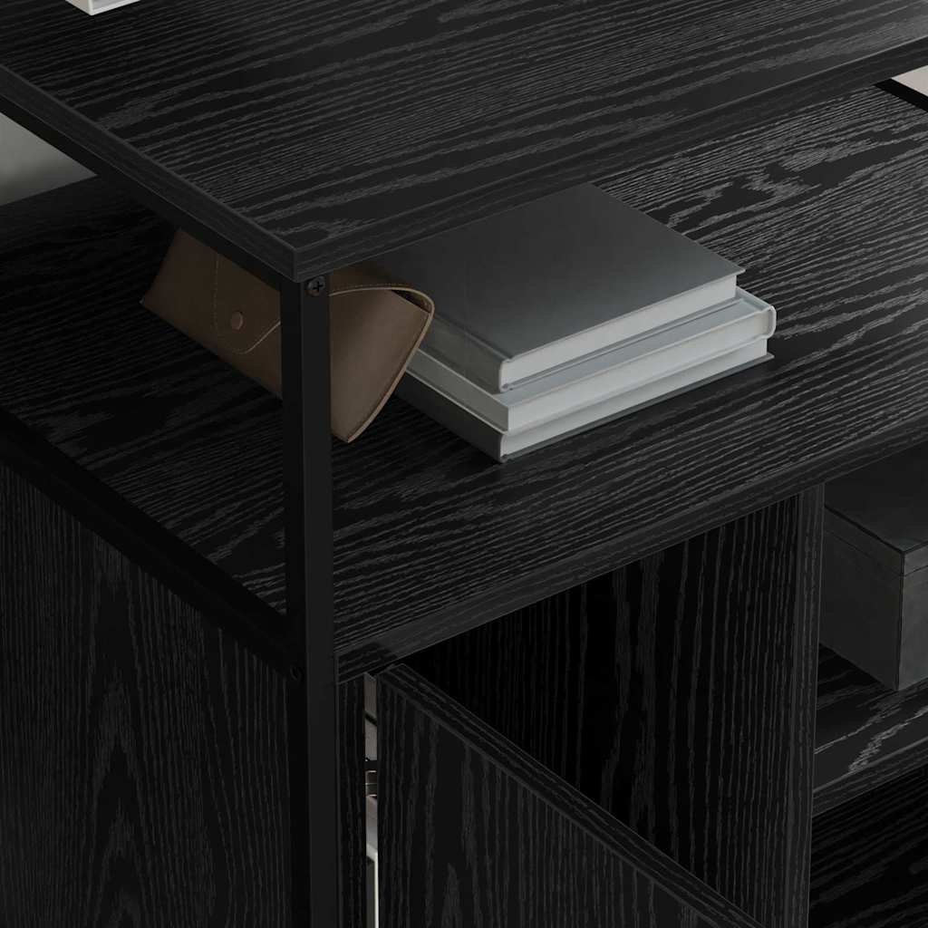 Skab med Opladningsstation med hjul Sort eg 61 x 46 x 67 cm