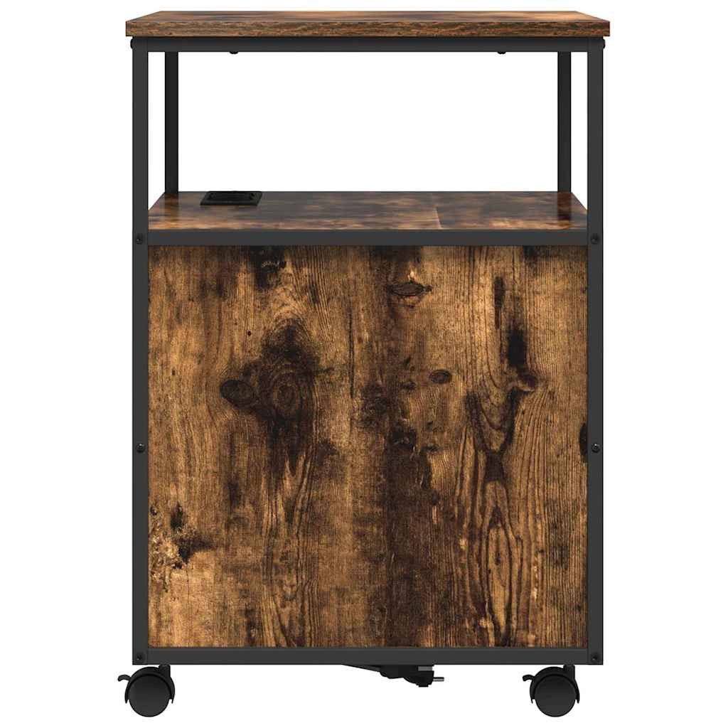 Skab med Opladningsstation med hjul Røget eg 61 x 46 x 67 cm