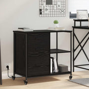 Skab med Opladningsstation med hjul Sort eg 76 x 41 x 72 cm