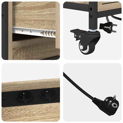 Skab med Opladningsstation med hjul Sonoma eg 76 x 41 x 72 cm