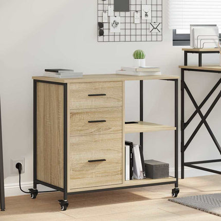 Skab med Opladningsstation med hjul Sonoma eg 76 x 41 x 72 cm