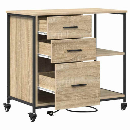 Skab med Opladningsstation med hjul Sonoma eg 76 x 41 x 72 cm