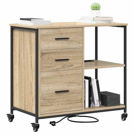 Skab med Opladningsstation med hjul Sonoma eg 76 x 41 x 72 cm