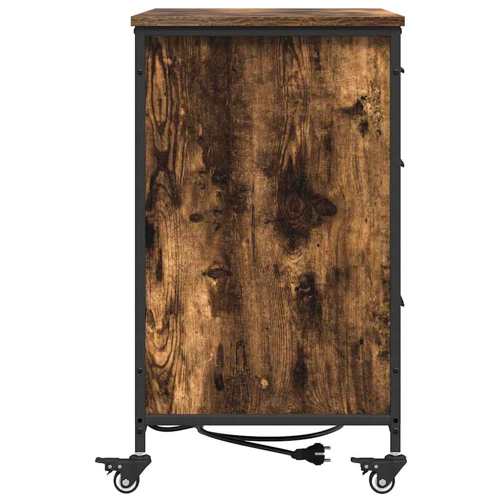 Skab med Opladningsstation med hjul Røget eg 76 x 41 x 72 cm