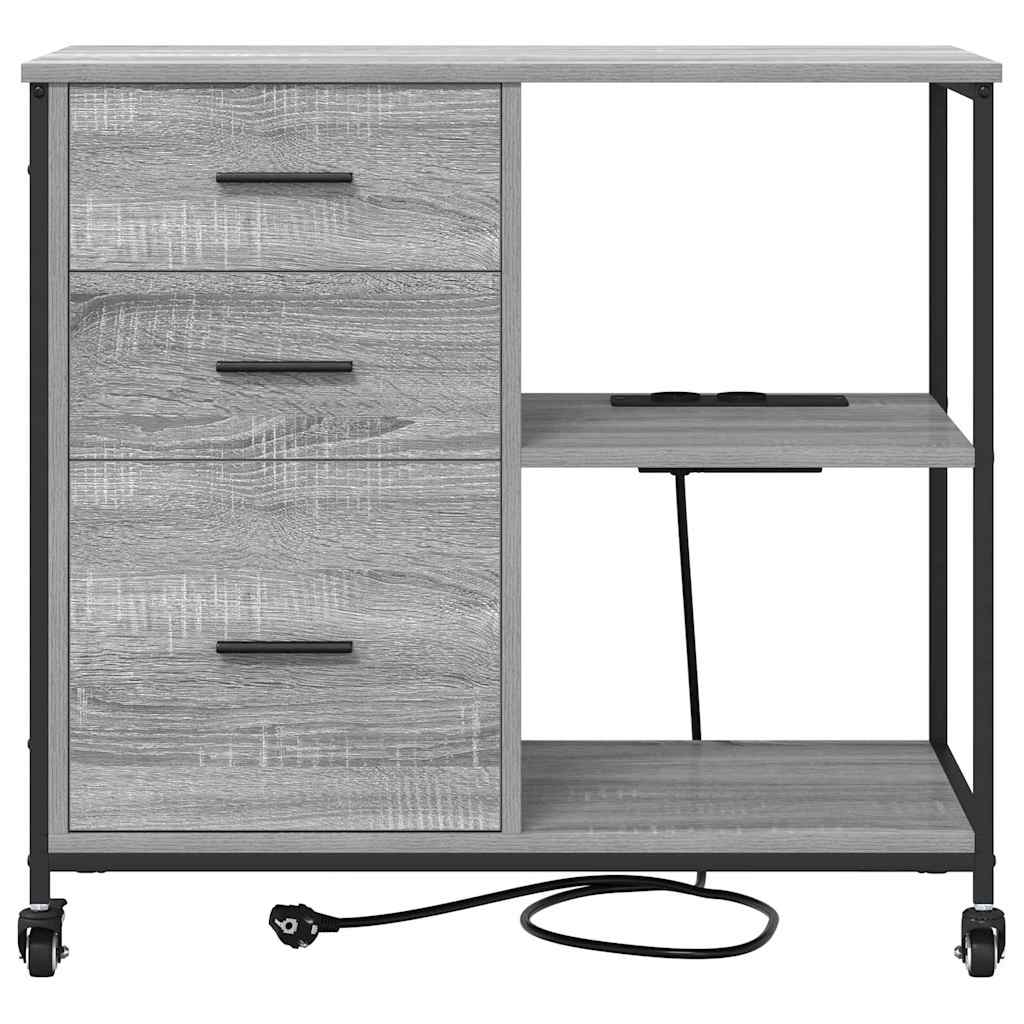 Skab med Opladningsstation med hjul Grå Sonoma 76 x 41 x 72 cm