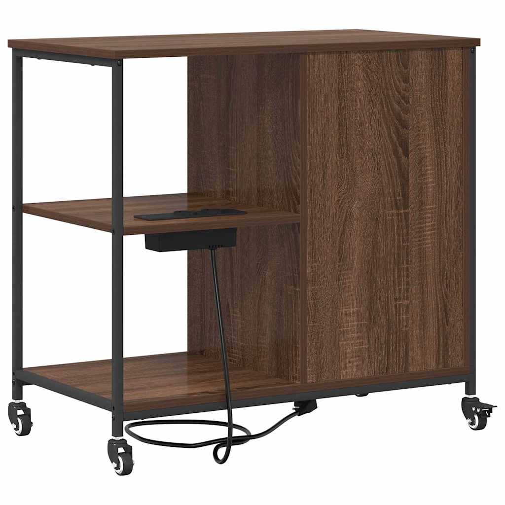 Skab med Opladningsstation med hjul Brun eg 76 x 41 x 72 cm