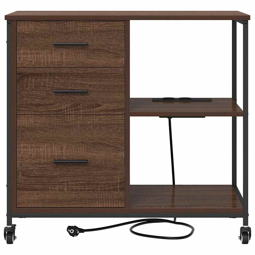 Skab med Opladningsstation med hjul Brun eg 76 x 41 x 72 cm