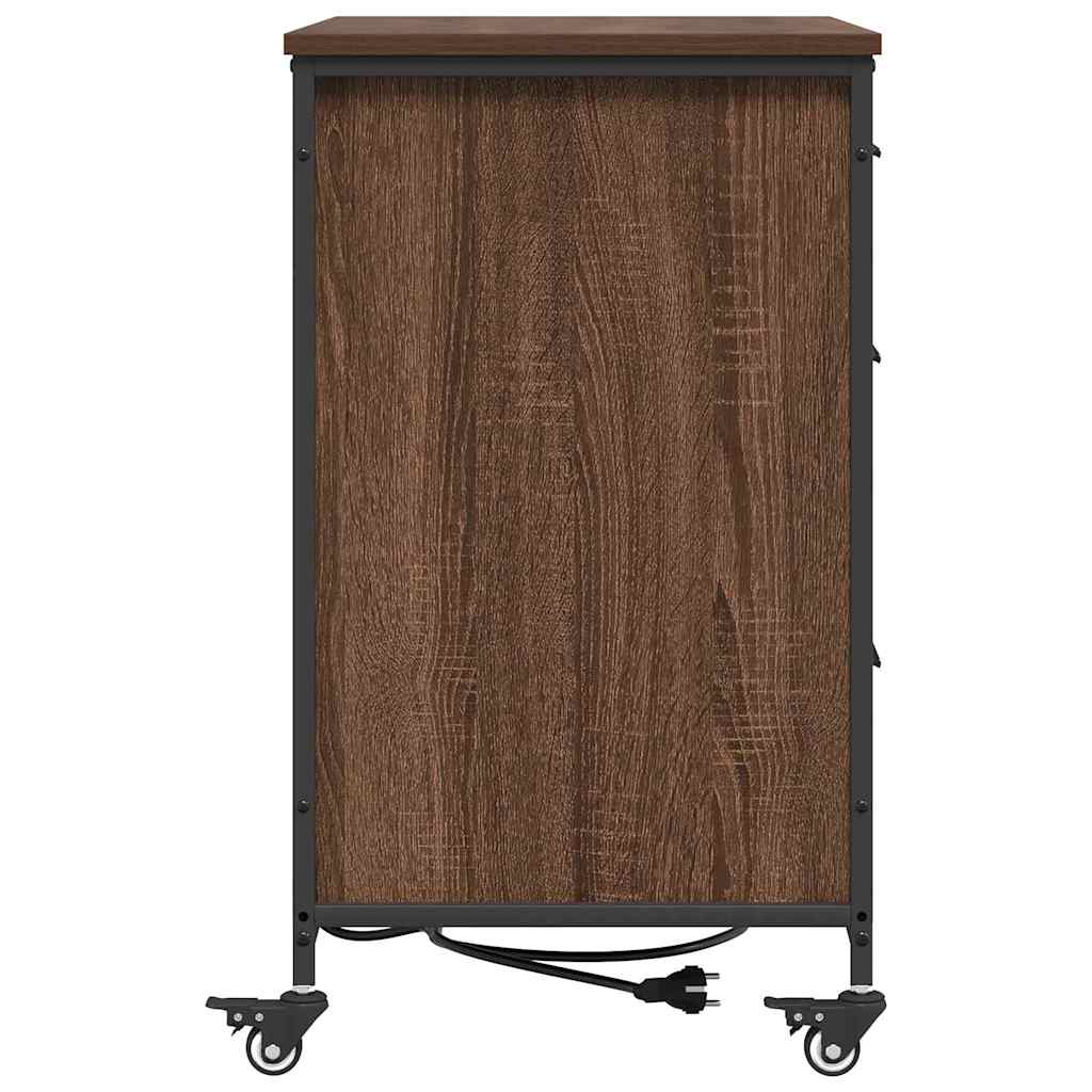 Skab med Opladningsstation med hjul Brun eg 76 x 41 x 72 cm
