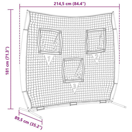 Baseball øvelsesnet Sort 214,5 x 89,5 x 181 cm Polyester