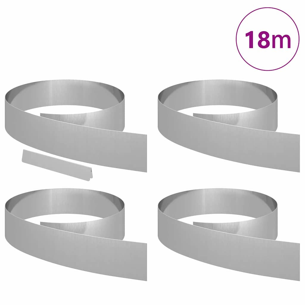 Plænekant 4 pcs Sølv 450 x 0.05 x 15 cm Galvaniseret stål
