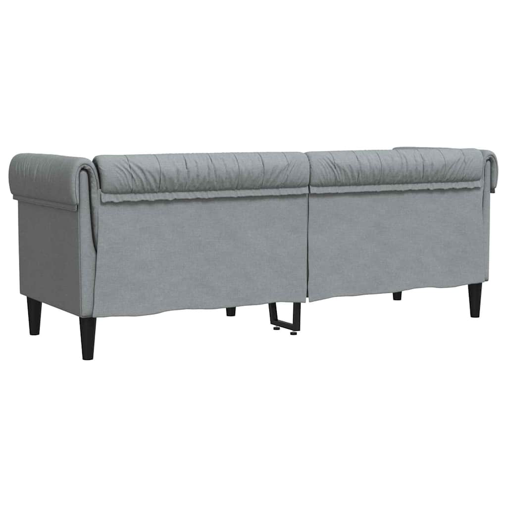 Chesterfieldsofa med pude Lysegrå 201.5 x 74.5 x 74.5 cm Stof