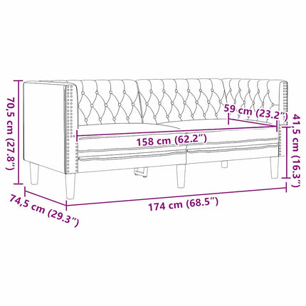 Sofa Sort 174 x 74,5 x 70,5 cm PVC