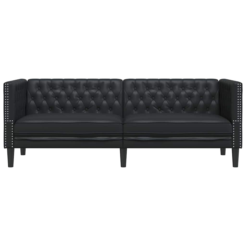 Chesterfieldsofa Argyle Sort 194 x 74.5 x 70.5 cm Kunstlæder
