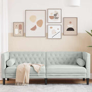 Chesterfieldsofa med pude Lysegrå 194 x 74.5 x 70.5 cm Fløjl