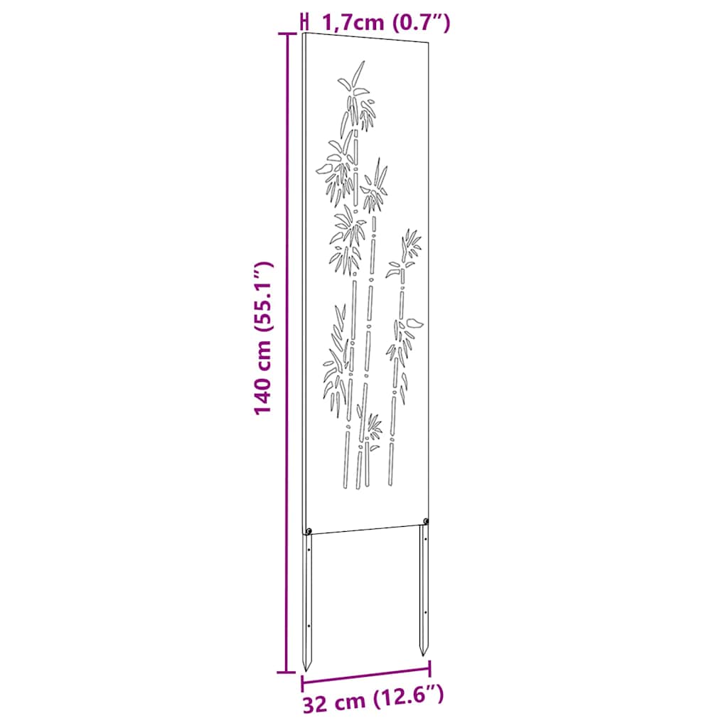 Have privatliv skærm Blomstret Sort 32 x 140 cm Koldvalset stål