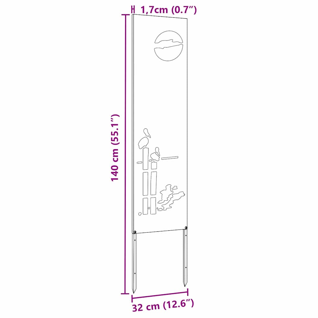 Have privatliv skærm Fretwork Rusten 32 x 140 cm Forvitret stål