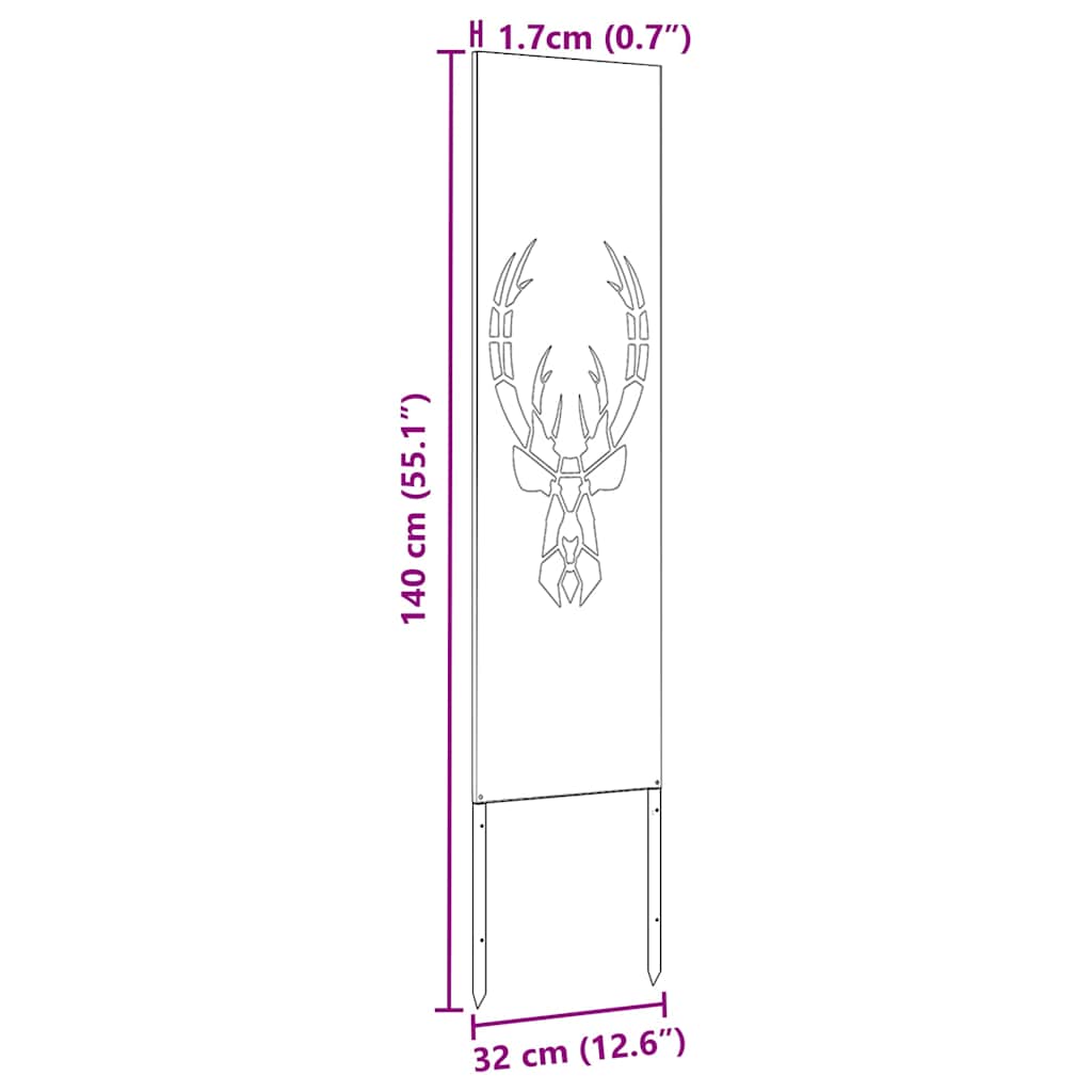 Have privatliv skærm Rusten 32 x 140 cm Forvitret stål
