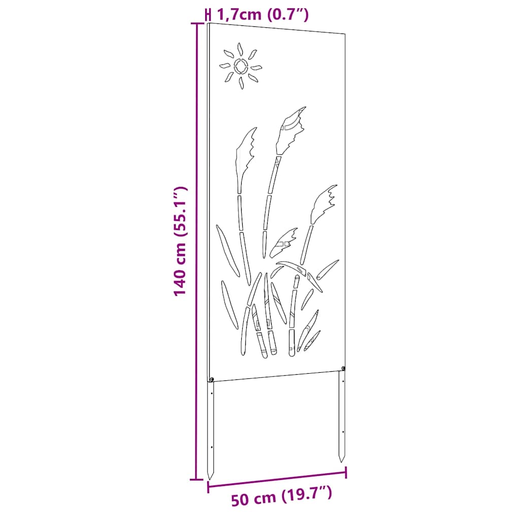 Have privatliv skærm Fretwork Rusten 50 x 140 cm Forvitret stål