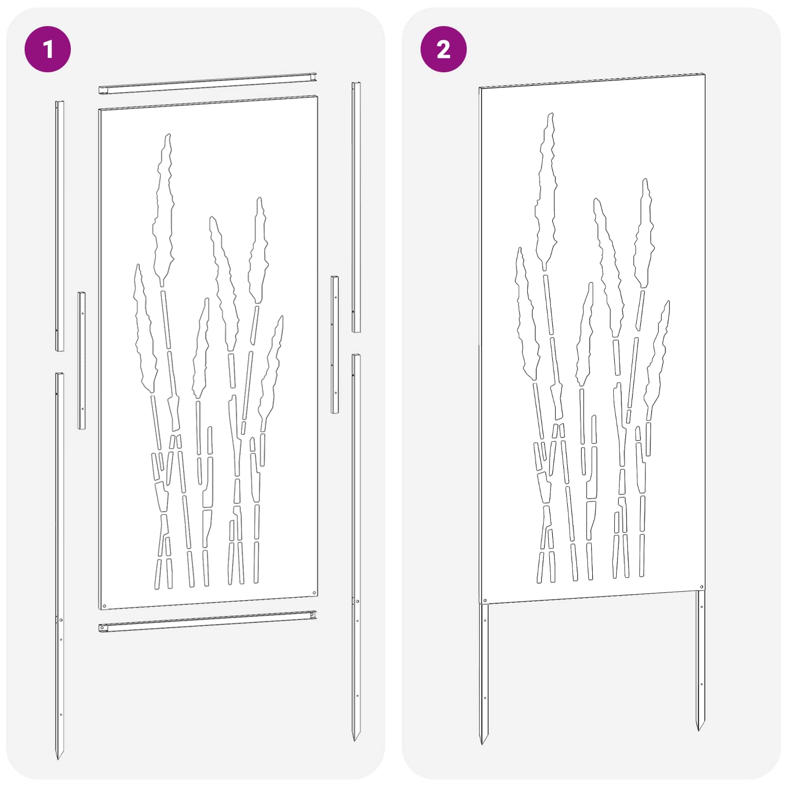 Have privatliv skærm Blomstret Sort 50 x 140 cm Koldvalset stål
