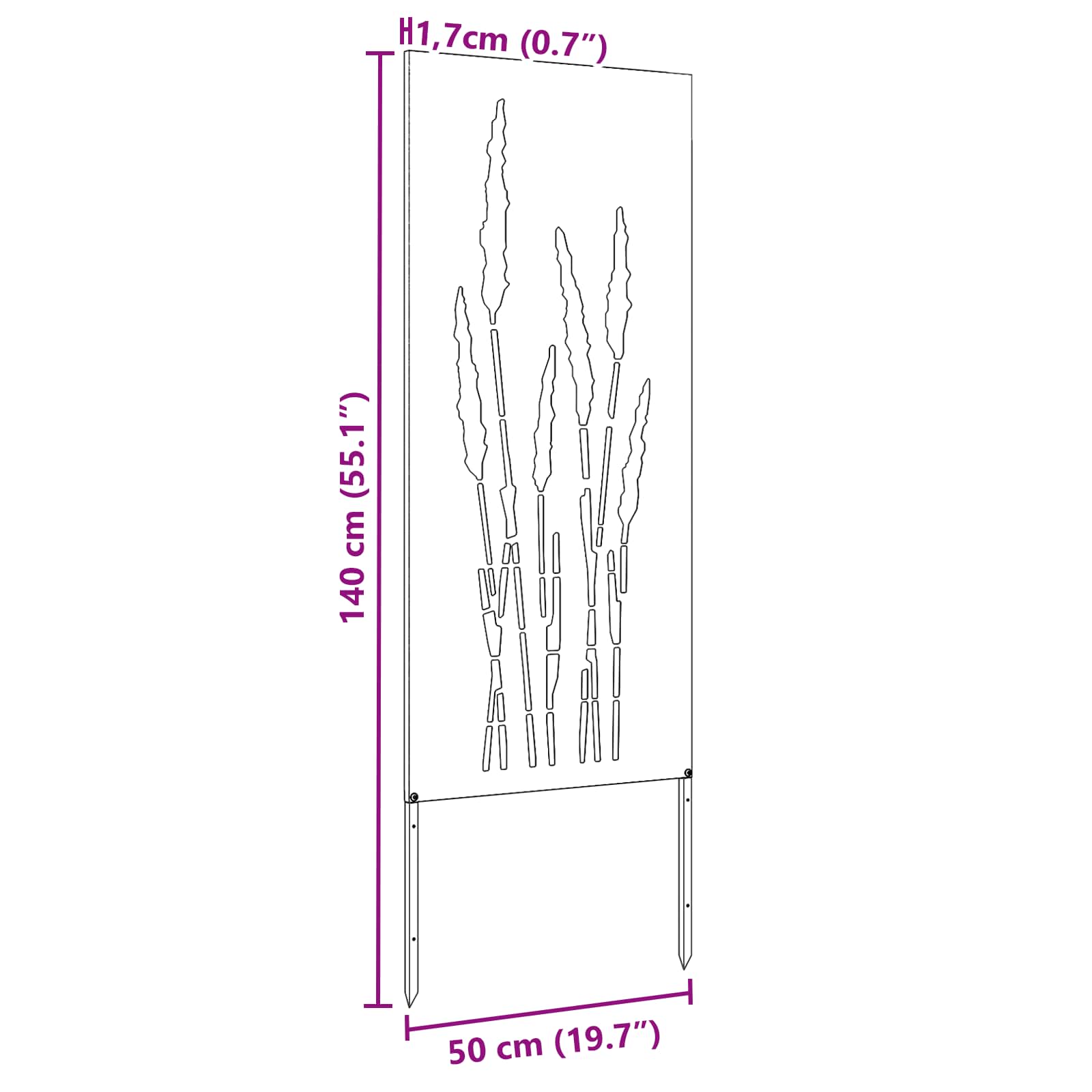 Have privatliv skærm Blomstret Sort 50 x 140 cm Koldvalset stål