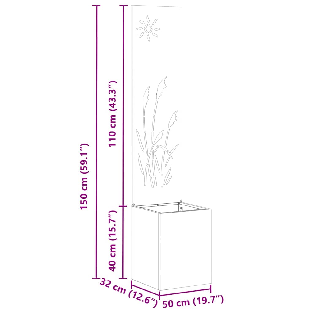 Have privatliv skærm Fretwork Sort 32 x 140 cm Koldvalset stål