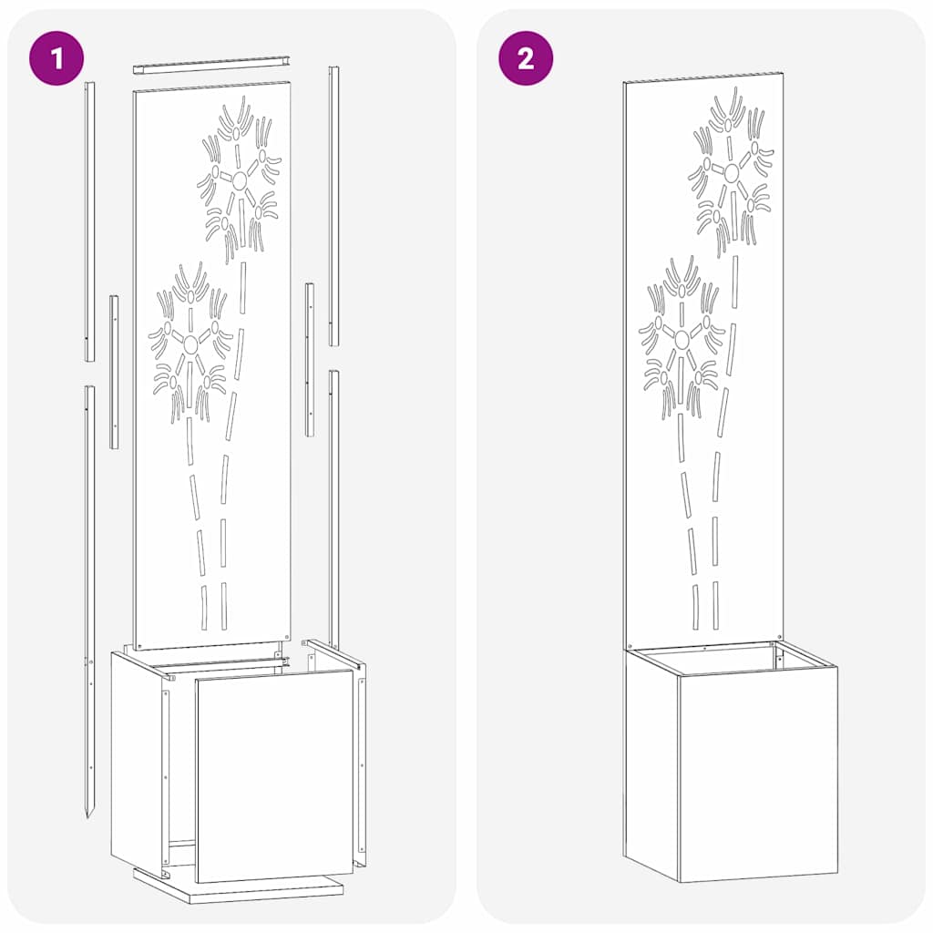 Have privatliv skærm Blomstret Sort 32 x 140 cm Koldvalset stål