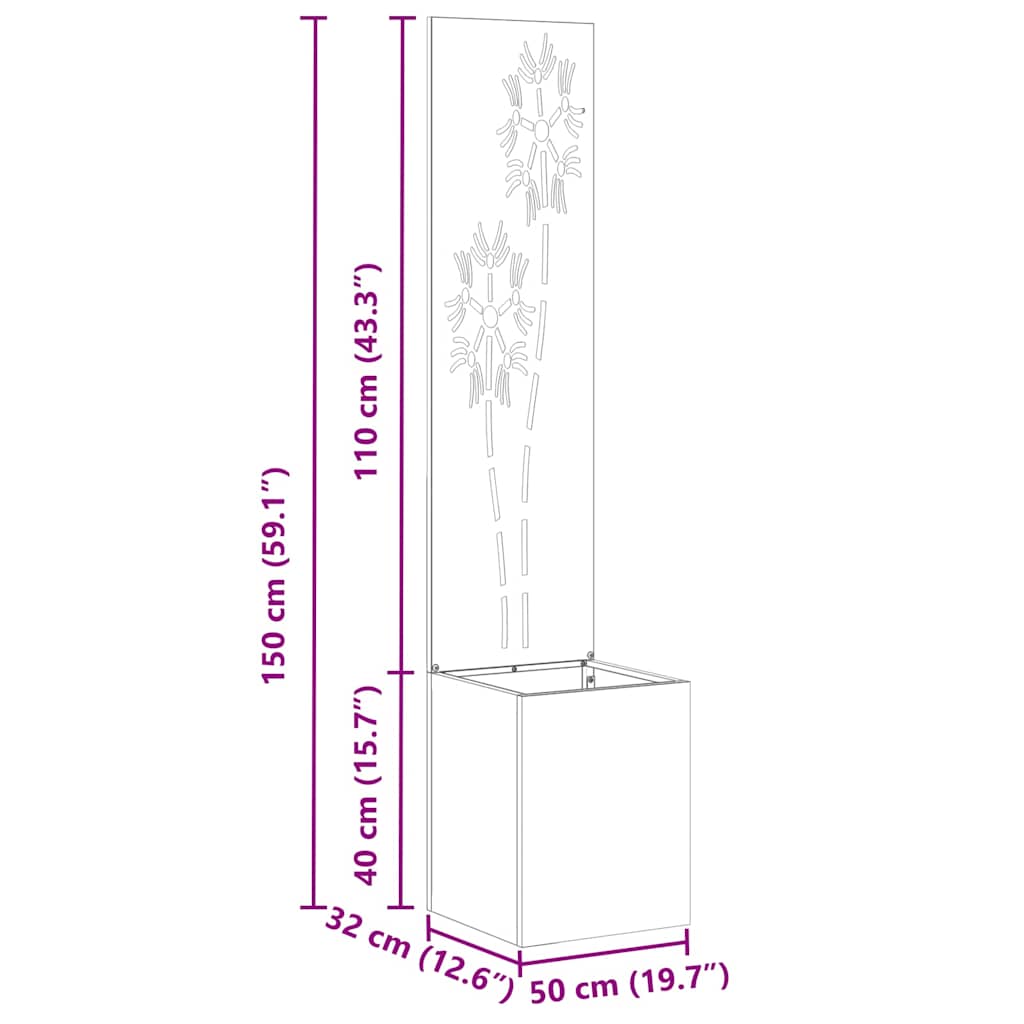 Have privatliv skærm Antracit 32 x 140 cm Koldvalset stål