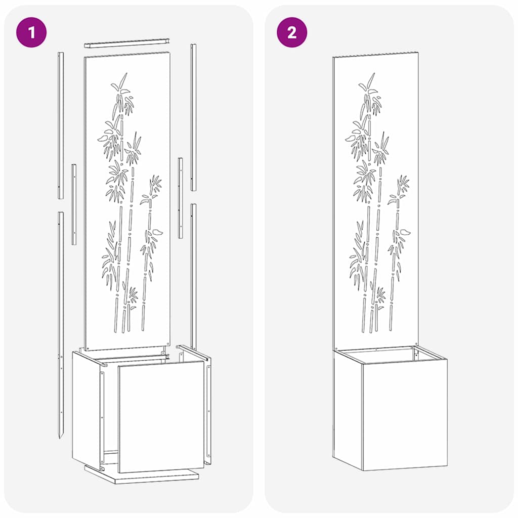 Have privatliv skærm Blomstret Sort 32 x 140 cm Koldvalset stål