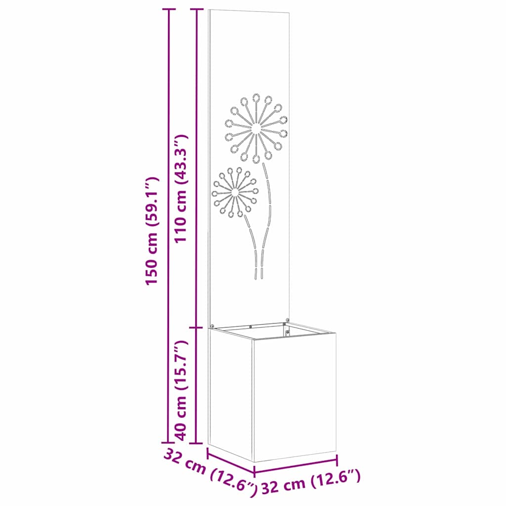Have privatliv skærm Fretwork Hvid 32 x 140 cm Koldvalset stål