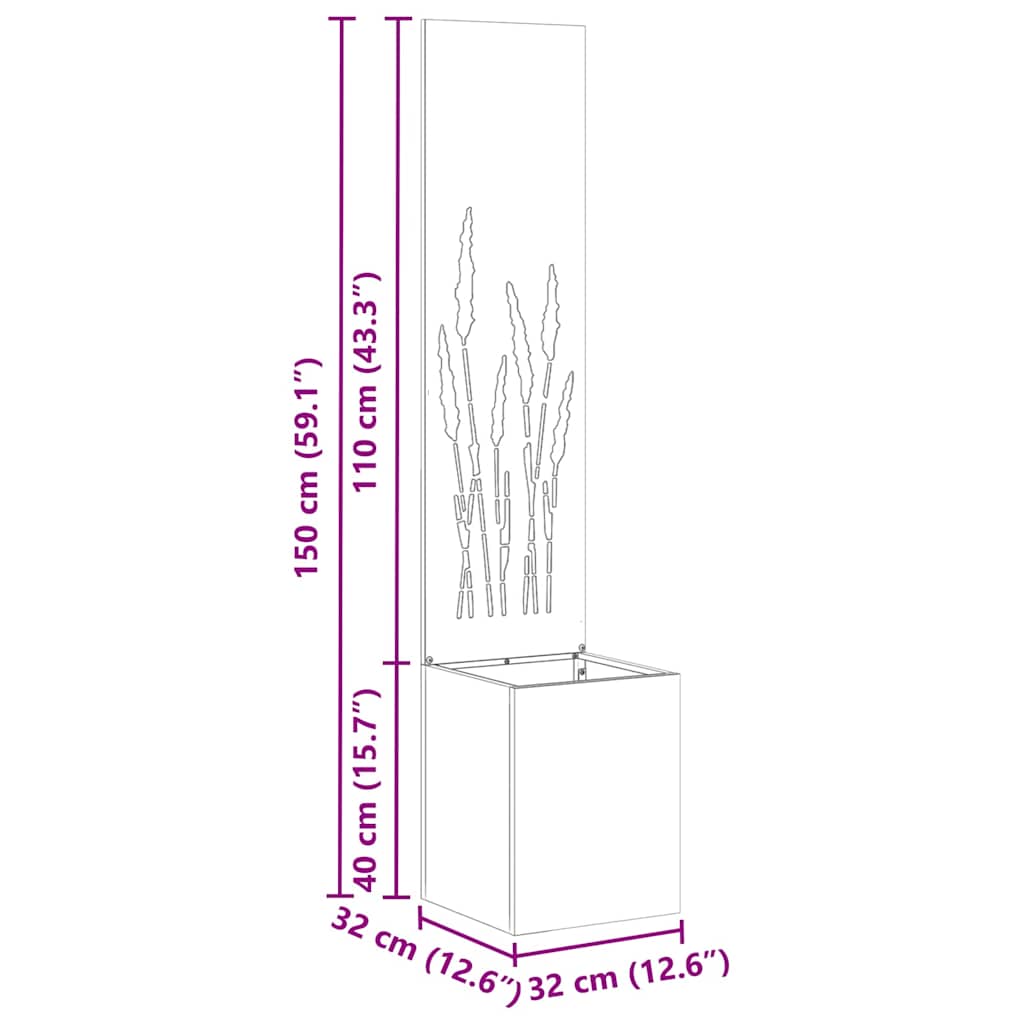 Have privatliv skærm Fretwork Hvid 32 x 140 cm Koldvalset stål