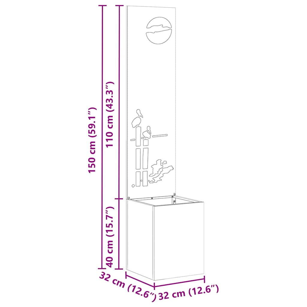 Have privatliv skærm Fretwork Sort 32 x 140 cm Koldvalset stål