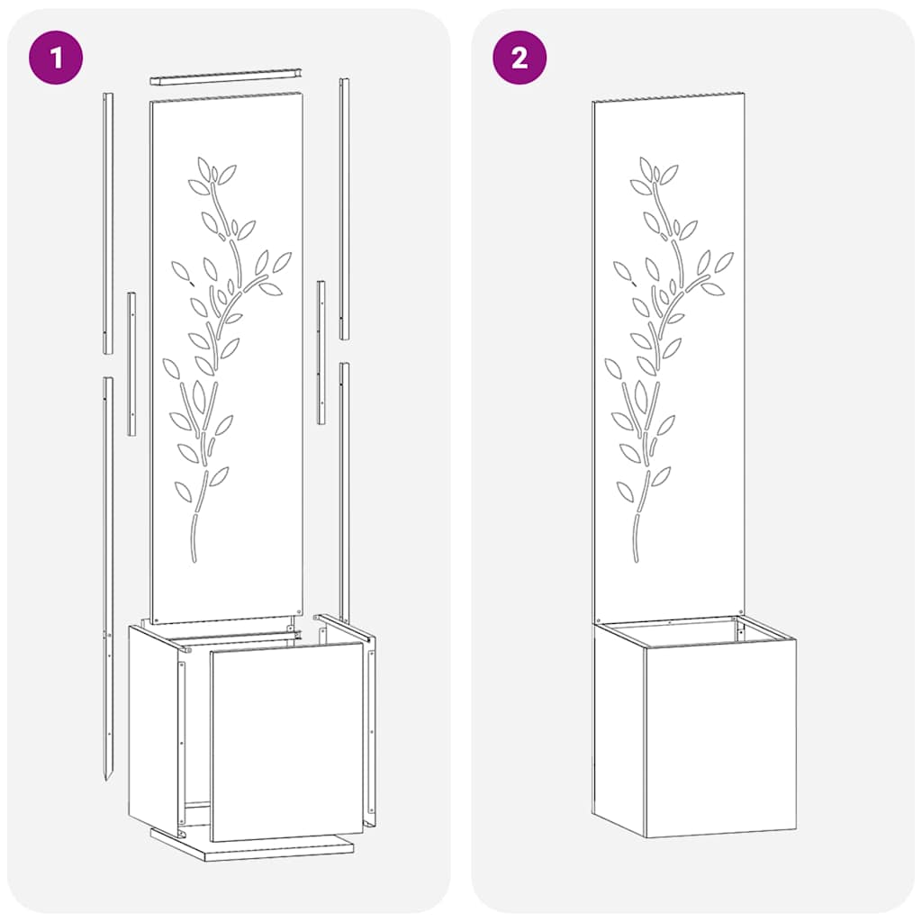 Have privatliv skærm Blomstret Sort 32 x 140 cm Koldvalset stål