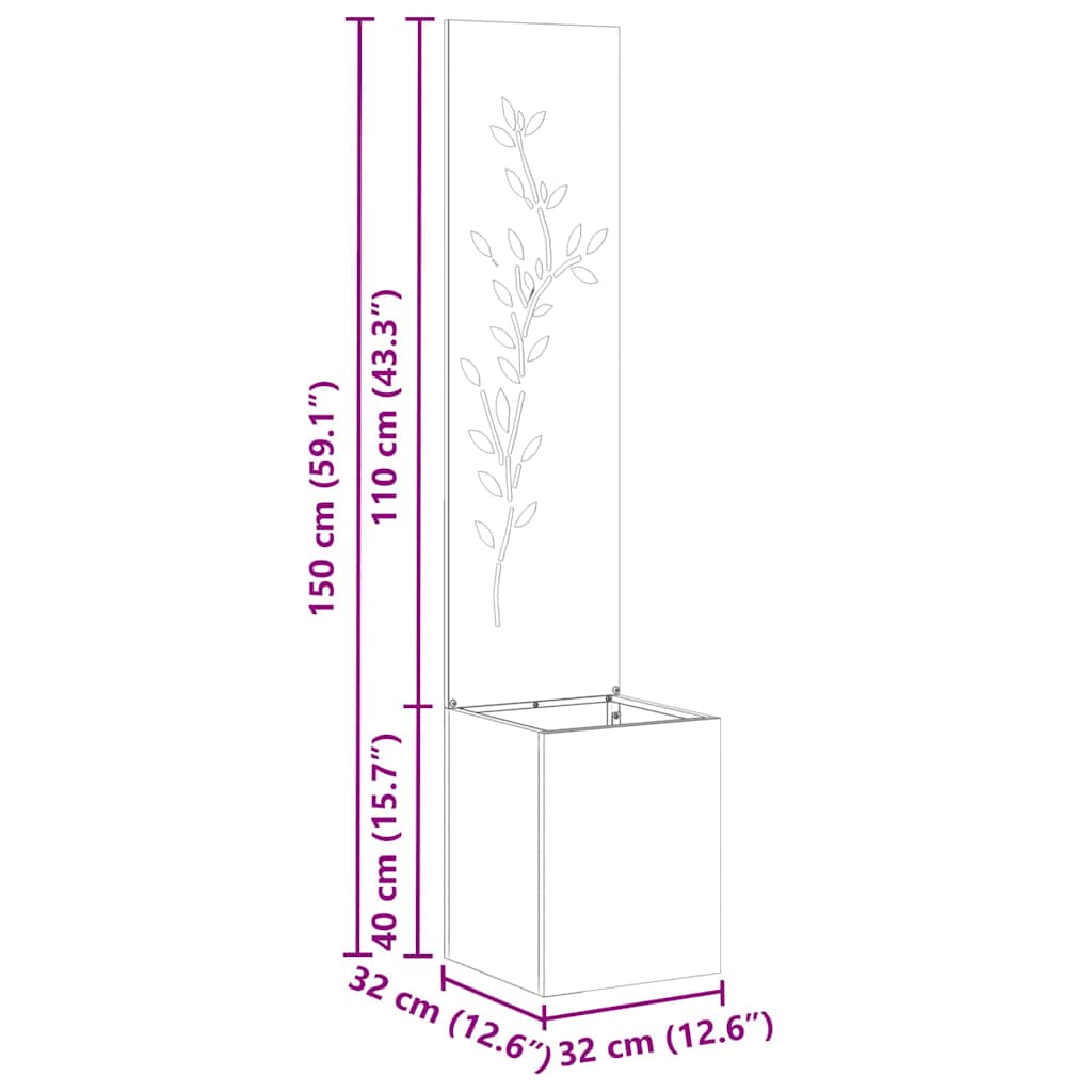 Have privatliv skærm Blomstret Hvid 32 x 140 cm Koldvalset stål