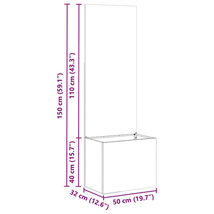 Have privatliv skærm Sort 50 x 32 x 150 cm Koldvalset stål