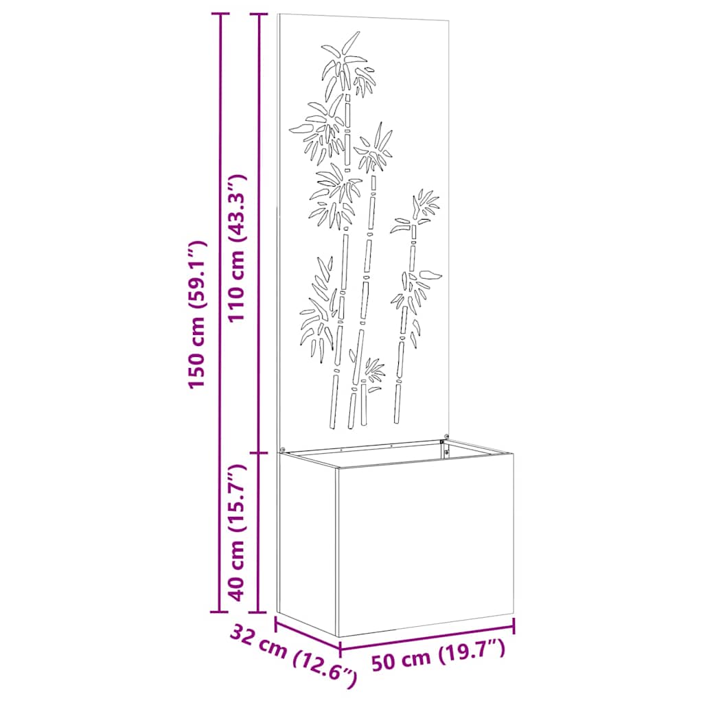 Have privatliv skærm Blomstret Hvid 50 x 140 cm Koldvalset stål
