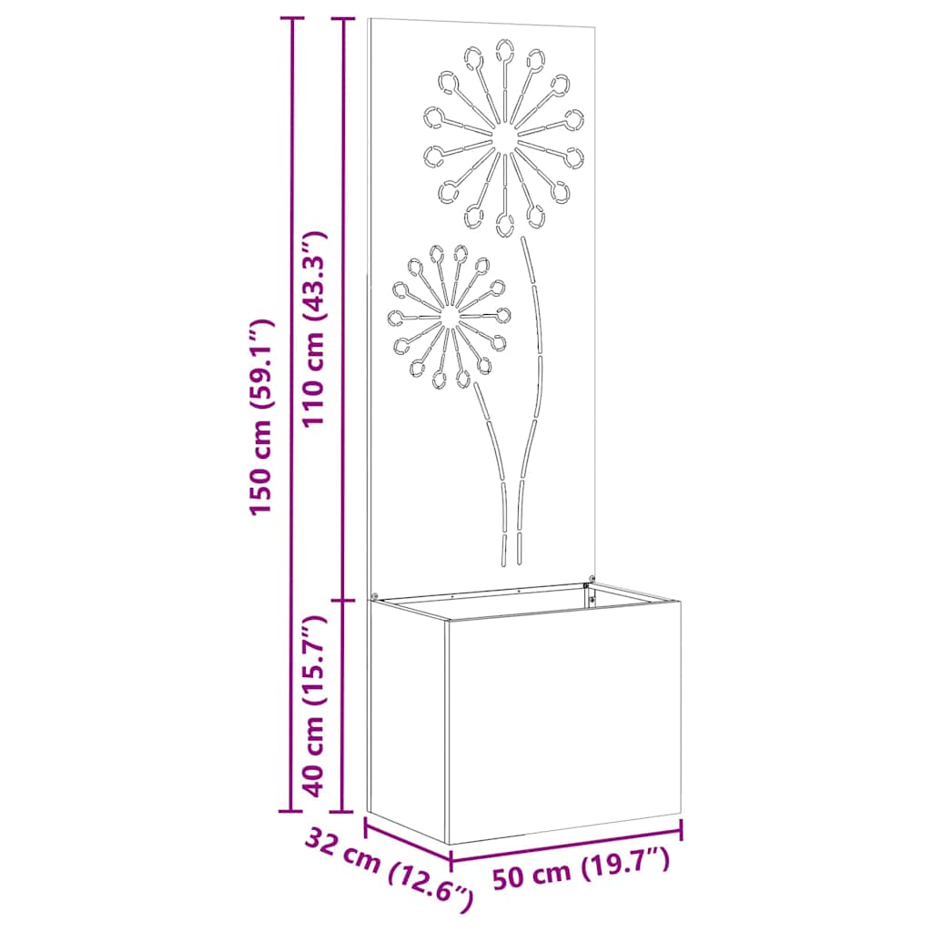 Have privatliv skærm Fretwork Hvid 50 x 140 cm Koldvalset stål