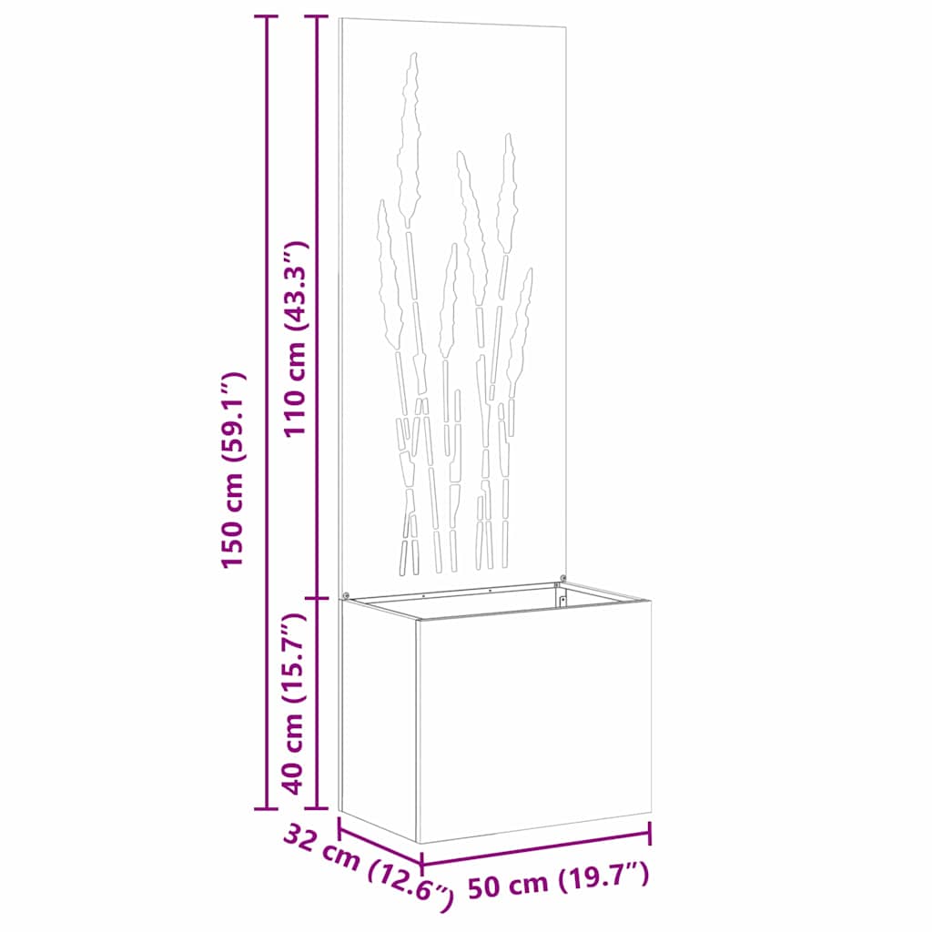 Have privatliv skærm Olivengrøn 50 x 140 cm Koldvalset stål