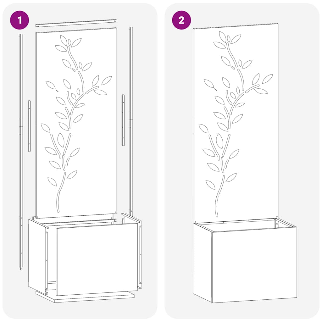 Have privatliv skærm Blomstret Sort 50 x 140 cm Koldvalset stål