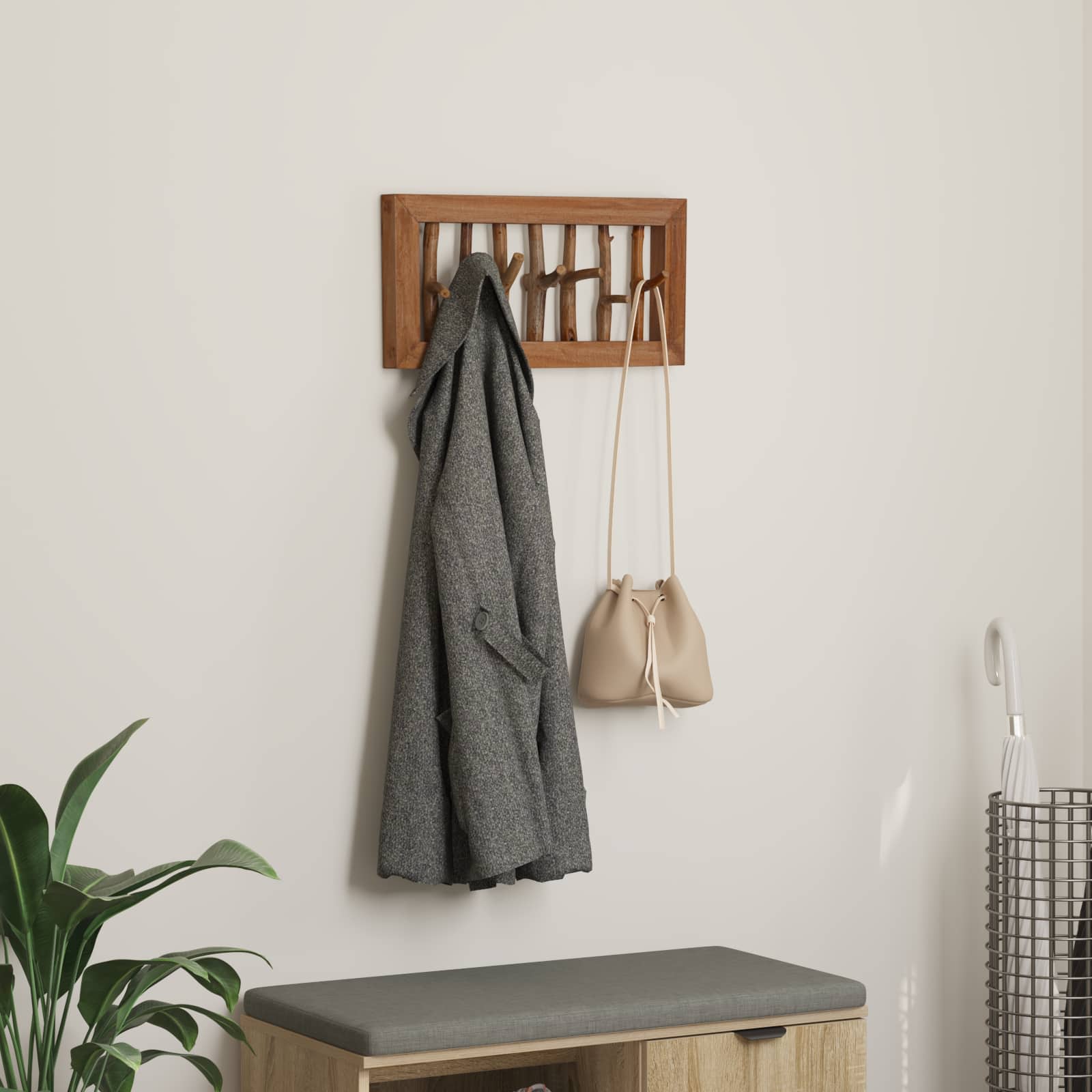 Frakkekrog Naturfarvet 50 X 10 X 25 Cm Massiv Mahogni - Vidaxl