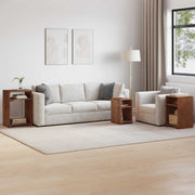 Accentbord med hylde med opbevaring 3 pcs Brun Massiv Mahogni