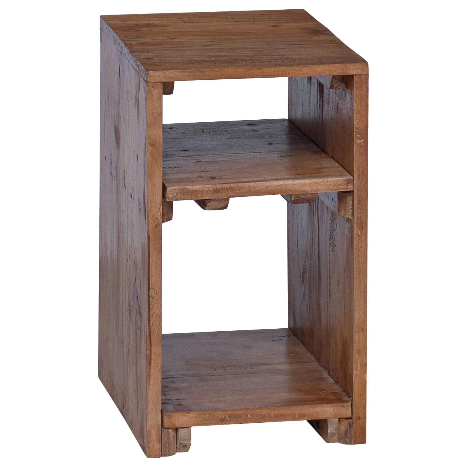 Accentbord med hylde med opbevaring 3 pcs Brun Massiv Mahogni
