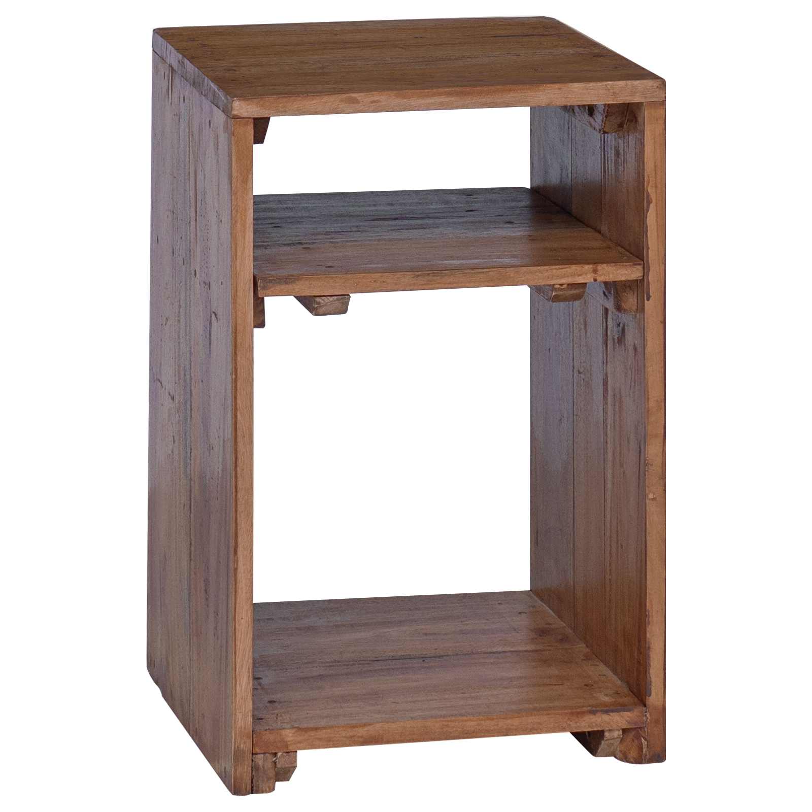 Accentbord med hylde med opbevaring 3 pcs Brun Massiv Mahogni